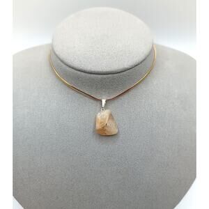 Lovely New Real Natural Stone Citrine Pendant Necklace